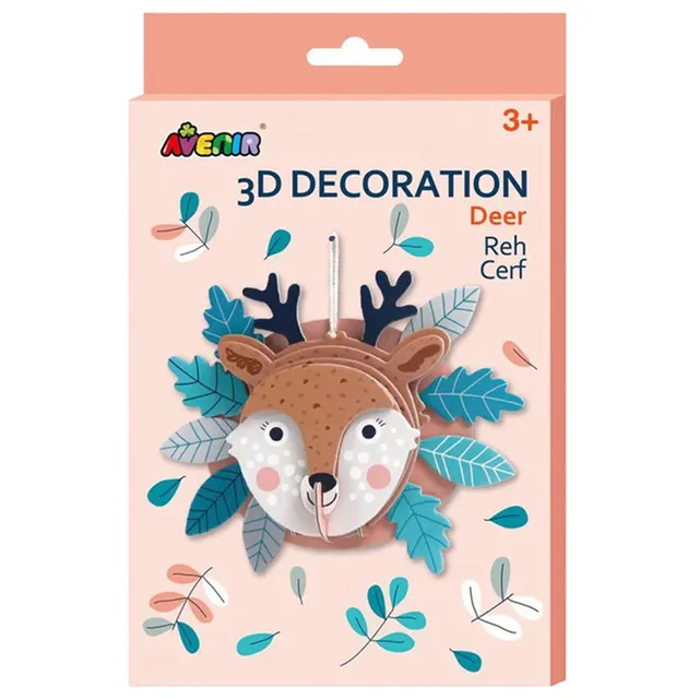 Avenir - 3D Decoration - Deer Kit | Turn Your Wall into a Zoo! Create 3D Decorations with Pre-Cut Cardboard Puzzle Pieces