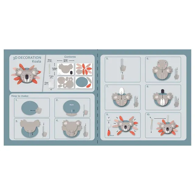 Avenir - 3D Decoration - Koala Kit | Turn Your Wall into a Zoo! Create 3D Decorations with Pre-Cut Cardboard Puzzle Pieces