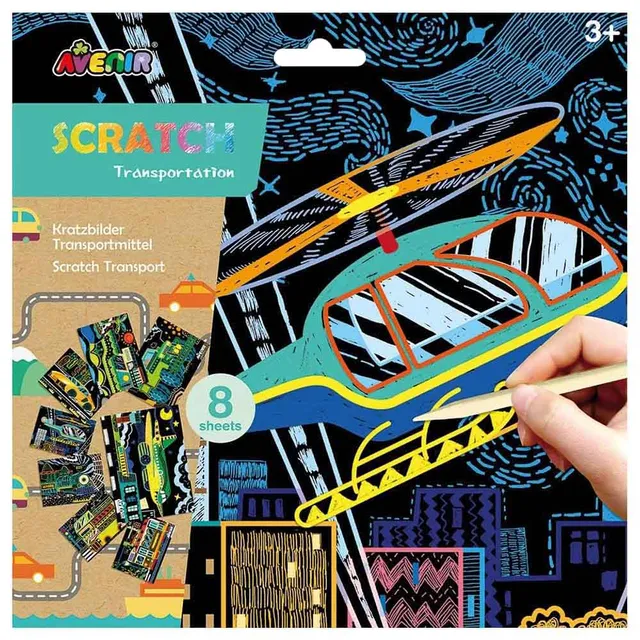 Avenir - Scratch Art Kit – Transportation | Unleash Creativity with Vibrant Drawings