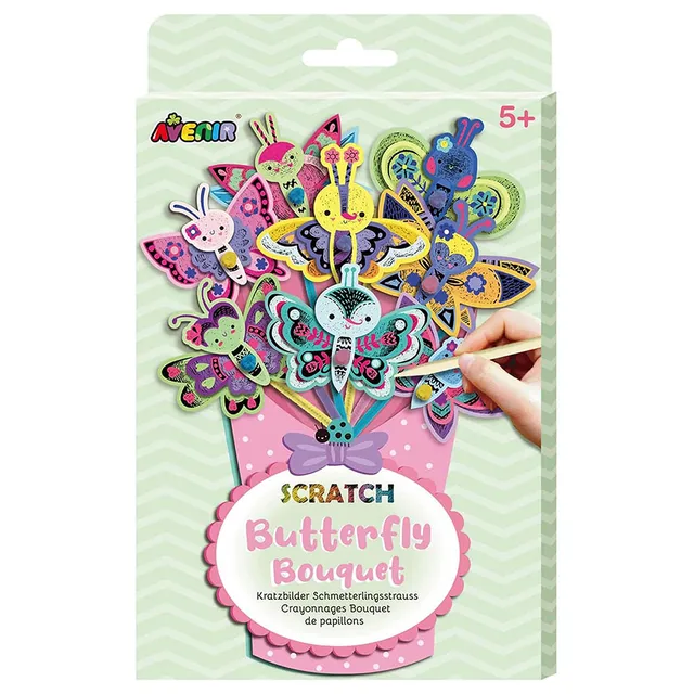 Avenir - Scratch Bouquet Kit – Butterfly | DIY Personalized Art Flowers for Kids