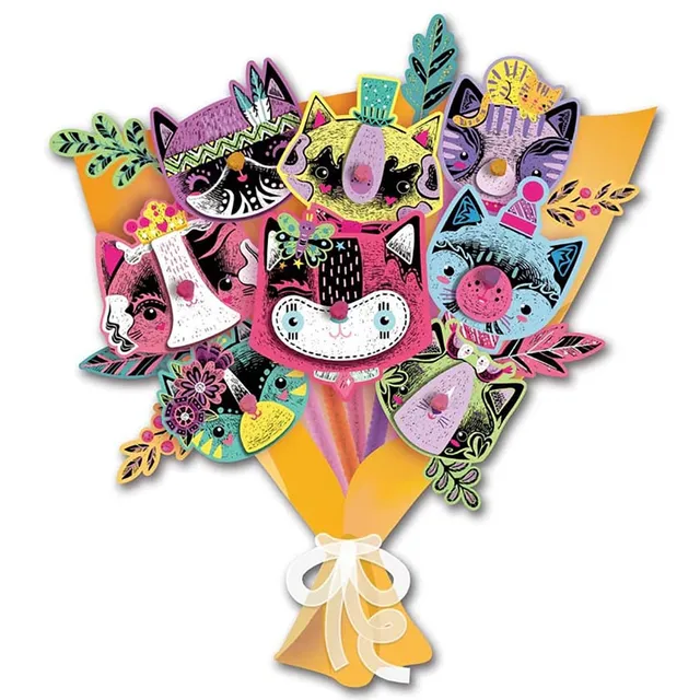 Avenir - Scratch Bouquet Kit – Kitty | Themed Fun! Create Personalized Bouquets with Scratch Sheets