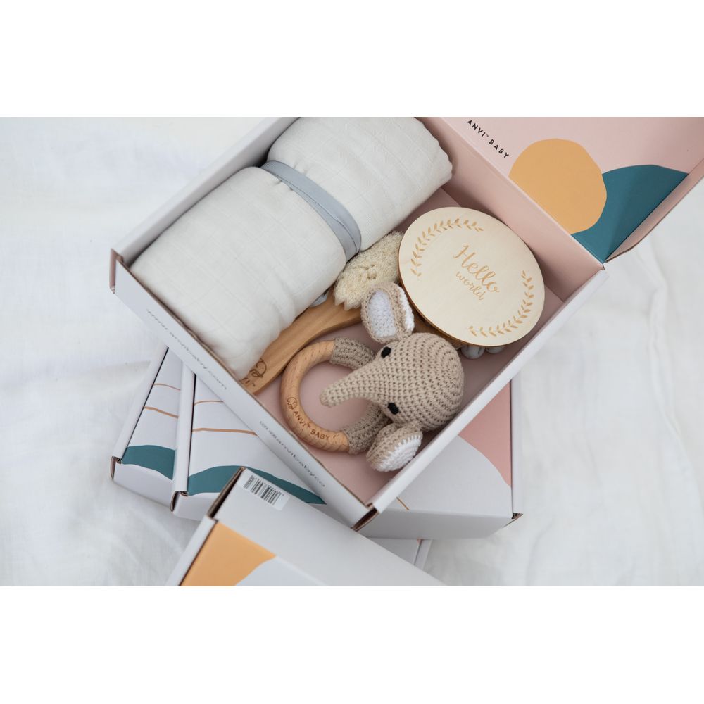 Anvi Baby – 5pc Set – Newborn Gift Set – Elephant
