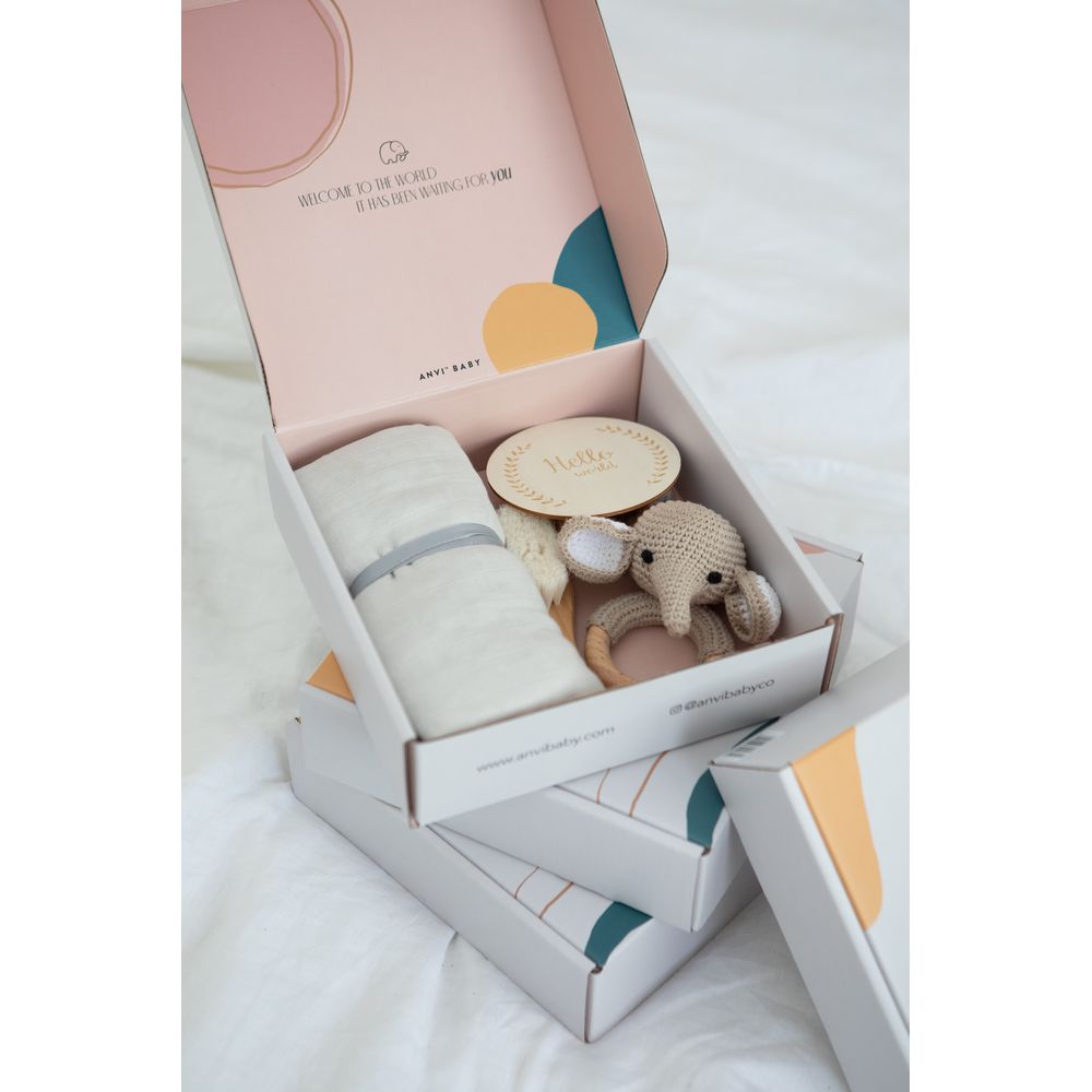 Anvi Baby – 5pc Set – Newborn Gift Set – Elephant