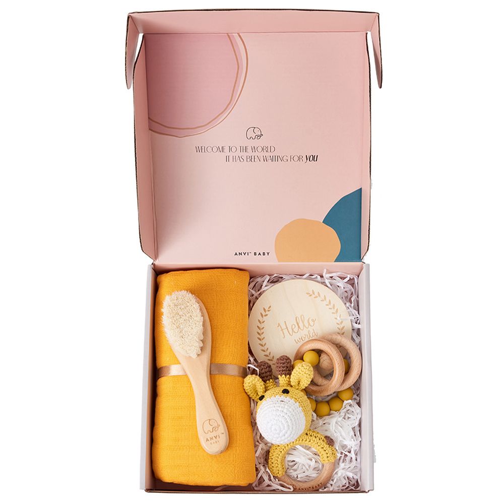 Anvi Baby – 5pc Set – Newborn Gift Set – Giraffe