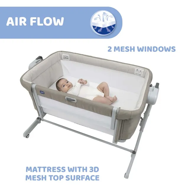 Chicco – Next2Me Magic Evo Co-Sleeping Crib, 0+ Months, Adjustable, Foldable, Wheels with Brakes – Desert Taupe
