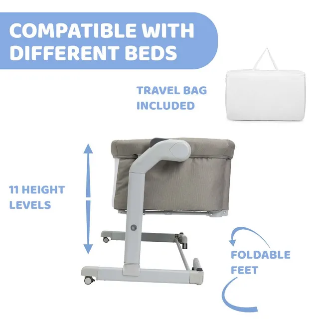 Chicco – Next2Me Magic Evo Co-Sleeping Crib, 0+ Months, Adjustable, Foldable, Wheels with Brakes – Desert Taupe