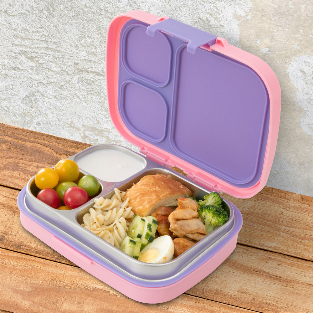 Eazy Kids – Premium Stainless Steel Lunch Box 710ml w/ Insulated Lunch Bag – Pink