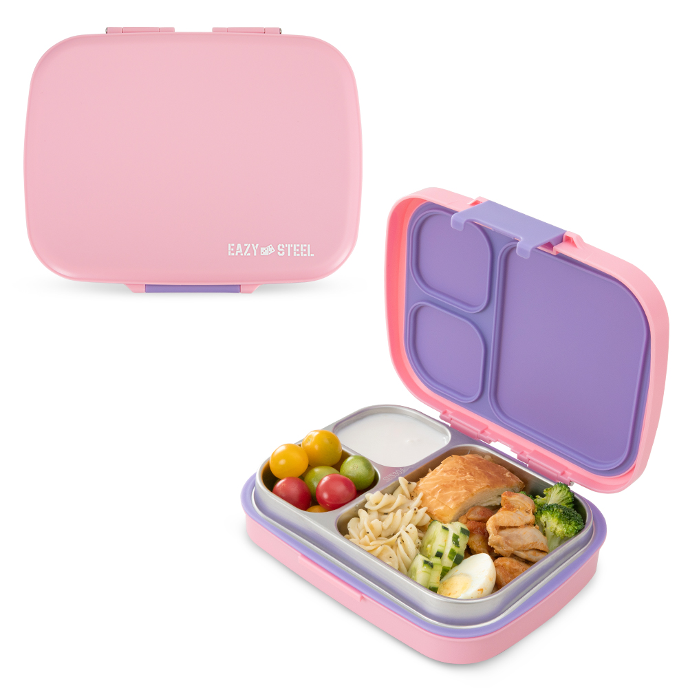 Eazy Kids – Premium Stainless Steel Lunch Box 710ml w/ Insulated Lunch Bag – Pink