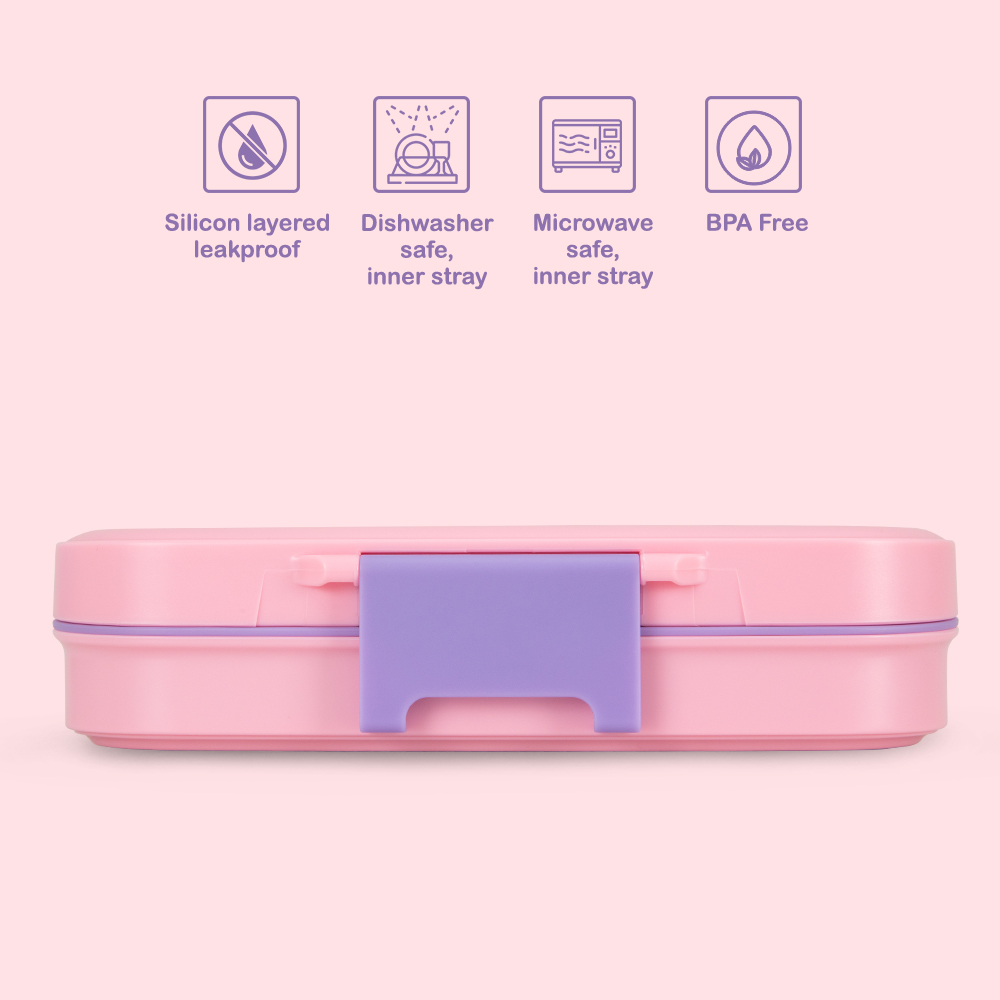 Eazy Kids – Premium Stainless Steel Lunch Box 710ml w/ Insulated Lunch Bag – Pink