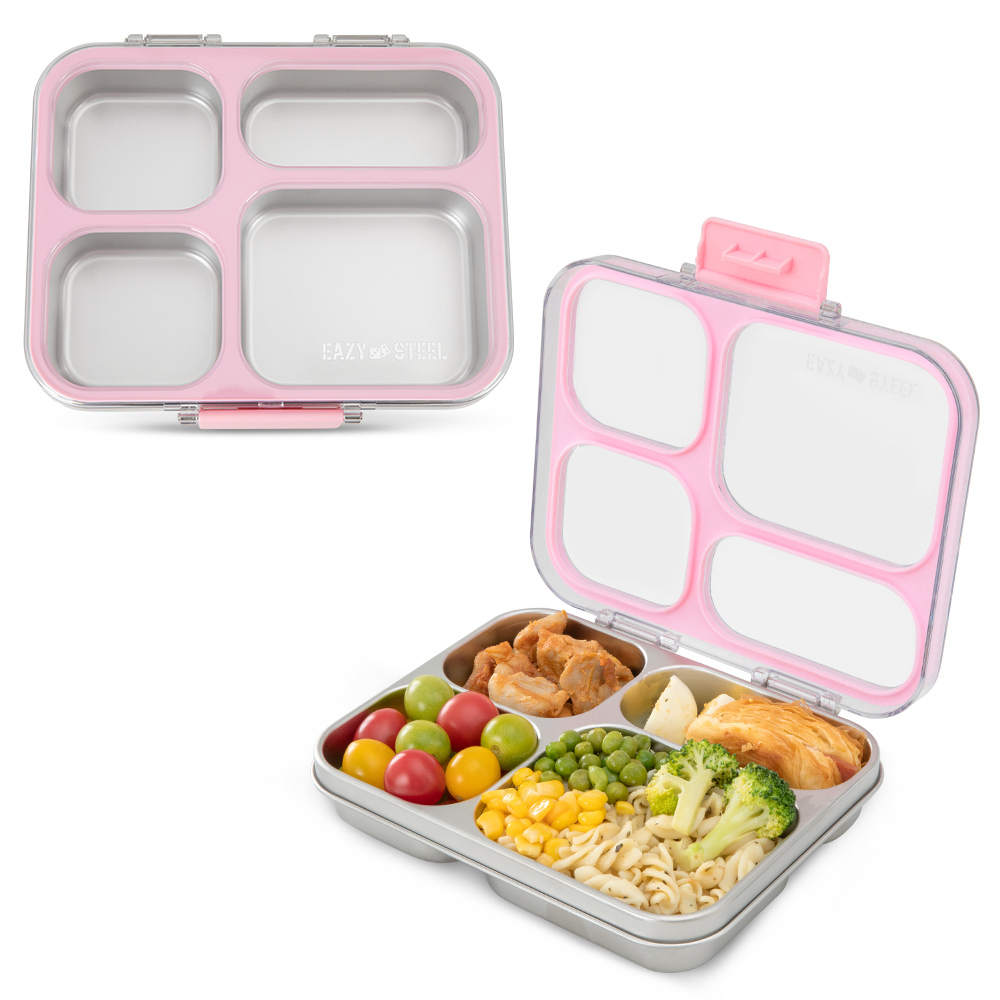 Eazy Kids - Stainless Steel Bento Lunch Box 945ml w/ Insulated Lunch Bag – Pink