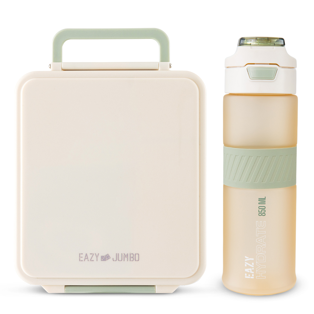 Eazy Kids - Jumbo Bento Lunch Box w/ Tritan Water Bottle 850ml – Ivory