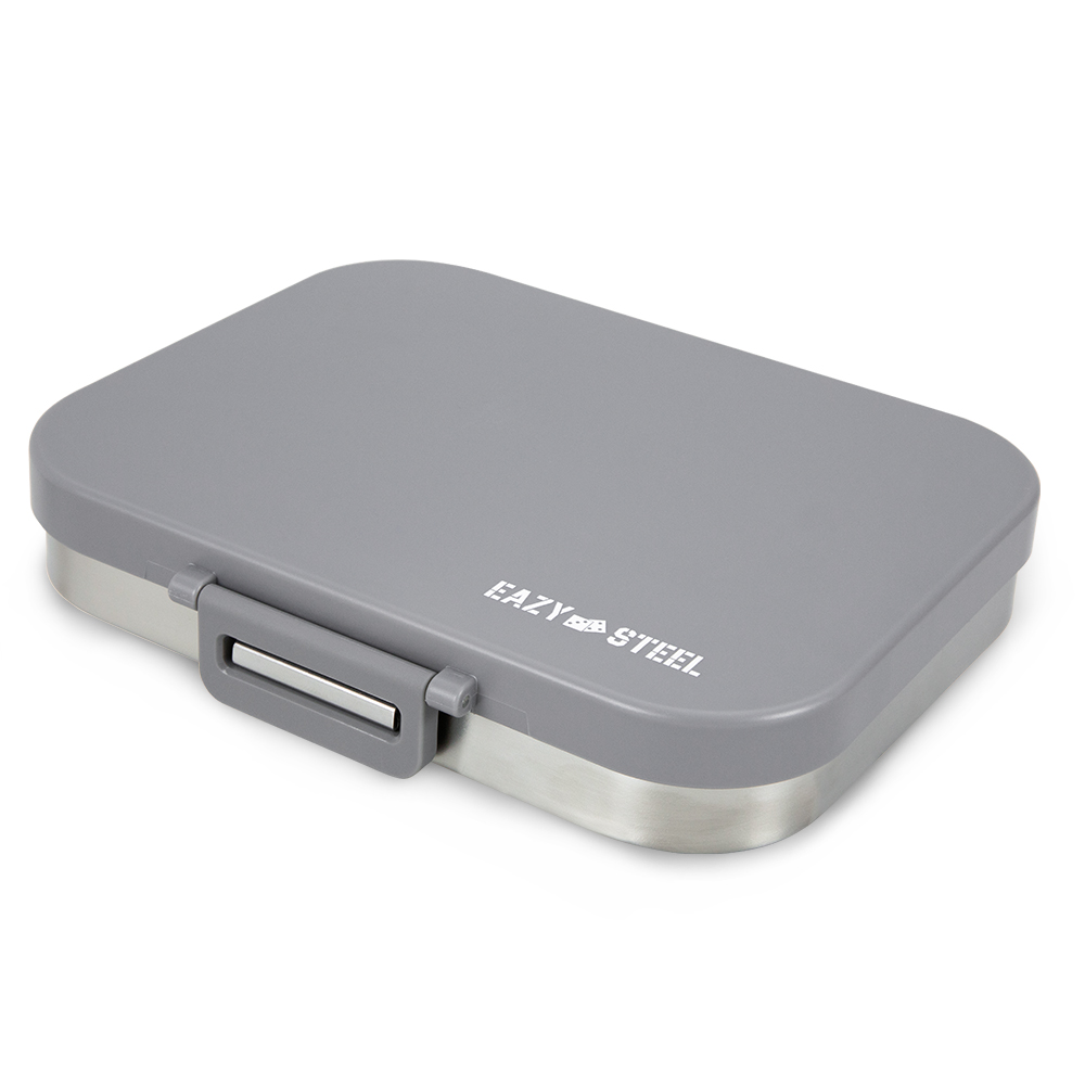 Eazy Kids – Premium Stainless Steel Lunch Box w/ Insulated Lunch Bag – Grey