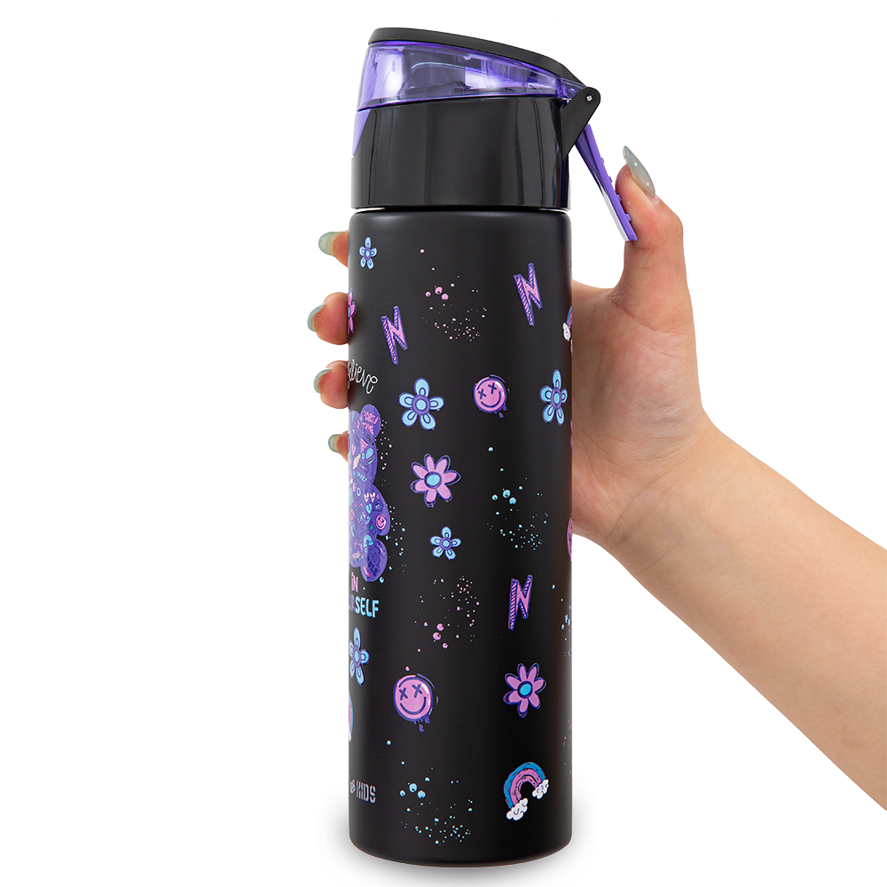 Eazy Kids - Convertible Bento Lunch Box w/ Insulated Stainless Steel Water Bottle 640ml – Teddy Black