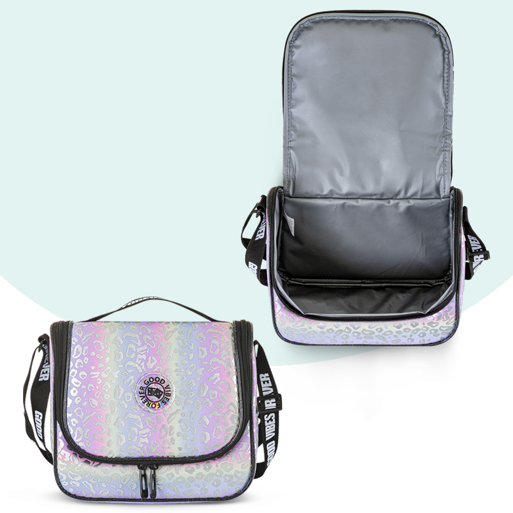 Eazy Kids – Good Vibes School Bag Set w/ Insulated Spray Water Bottle – Silver