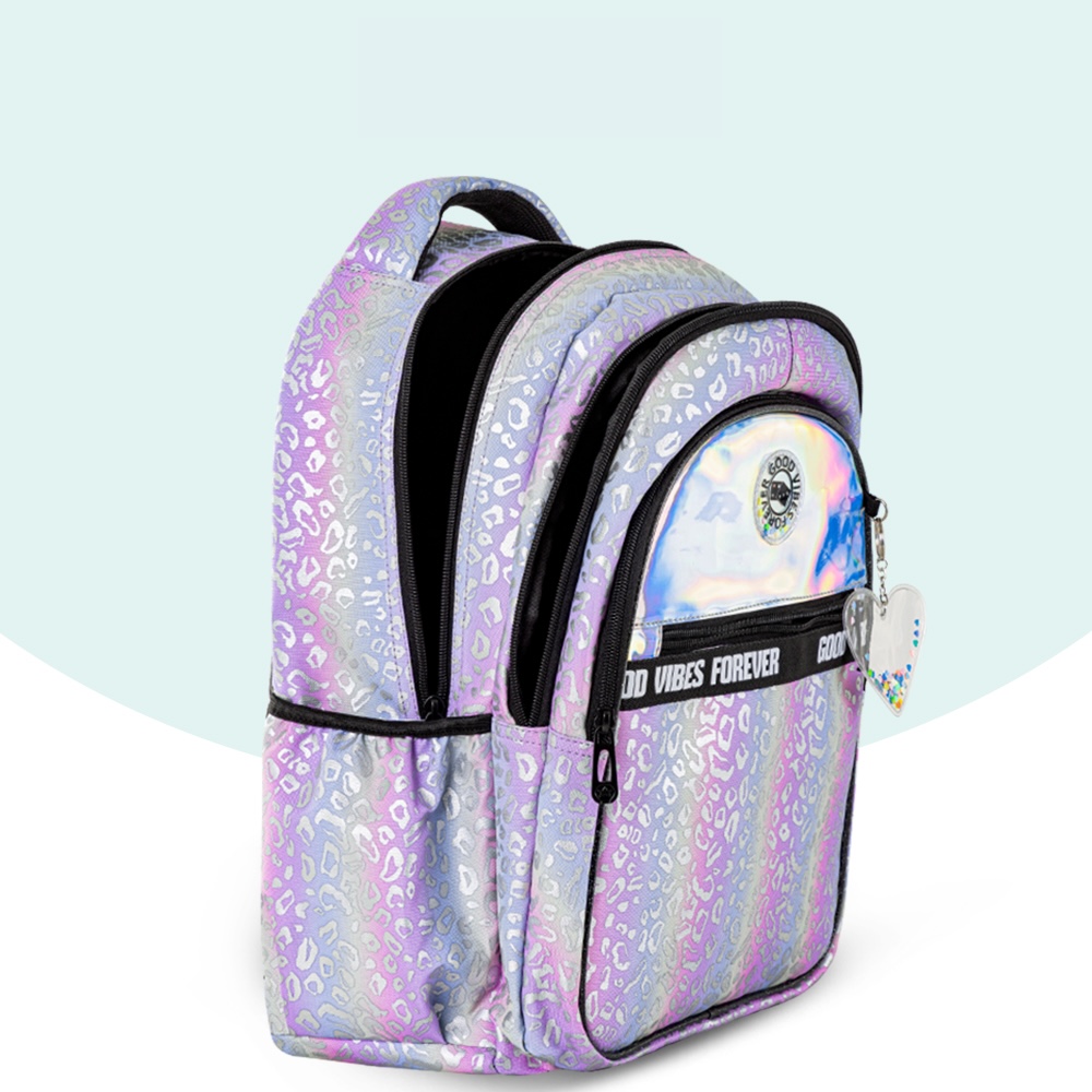Eazy Kids – Good Vibes School Bag Set w/ Insulated Spray Water Bottle – Silver