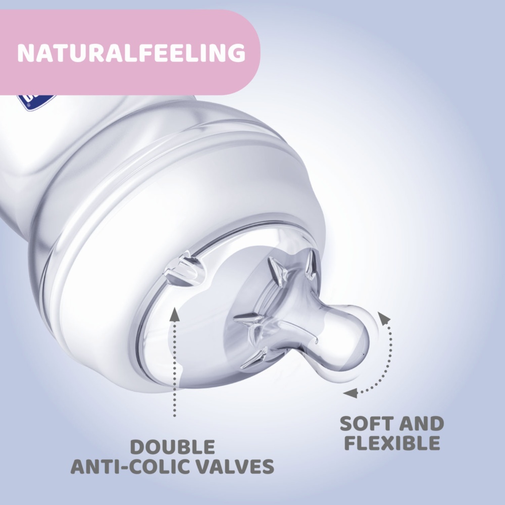 Chicco - NaturalFeeling Bottle 250ml Medium Flow 2m+ Silicone - Neutral