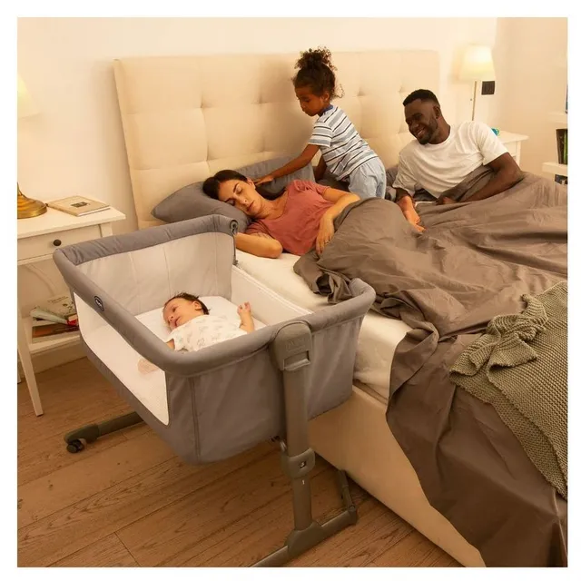 Chicco – Next2Me Essential Co-sleeping Crib, Mesh Side, Adjustable Height, Wheels – Dune Re_Lux