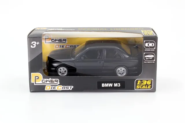D-Power – 1:36 Diecast BMW M3 E30 (1986-1991) Matte Black – Collectible Miniature Car Model