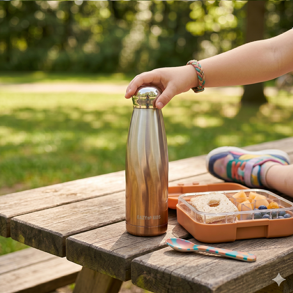 Eazy Kids - Double Walled Stainless Steel Water Bottle, 420ml Bronze
