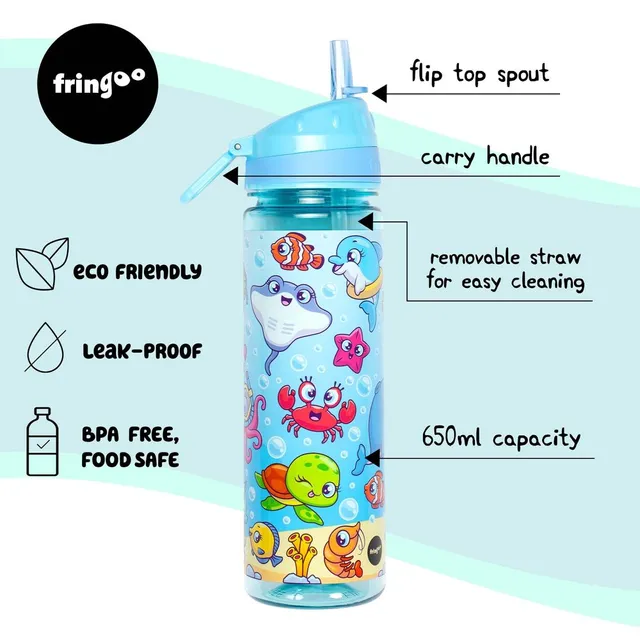Fringoo - Straw Bottle 650ml - Gaming Faces 