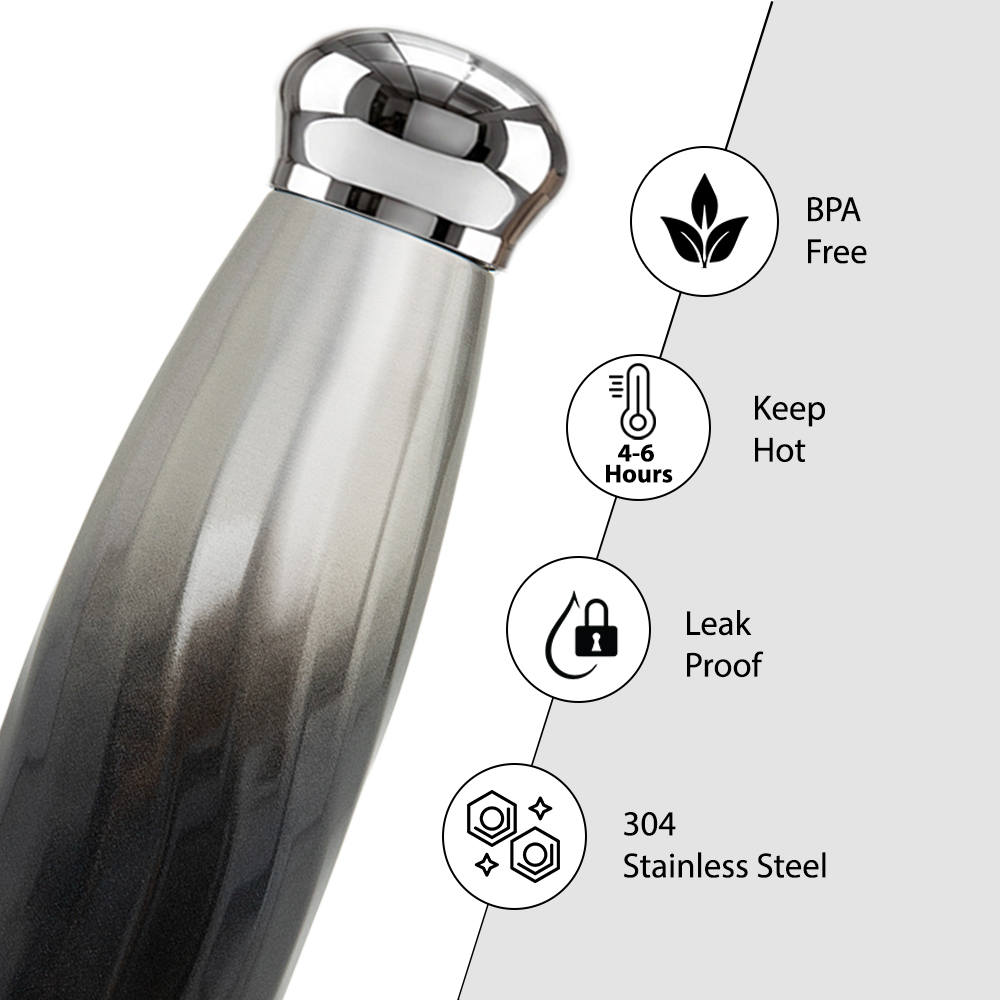 Hydrobrew - Double Wall Stainless Steel Water Bottle 420ml – Leakproof Insulated Bottle, Graphite Glow