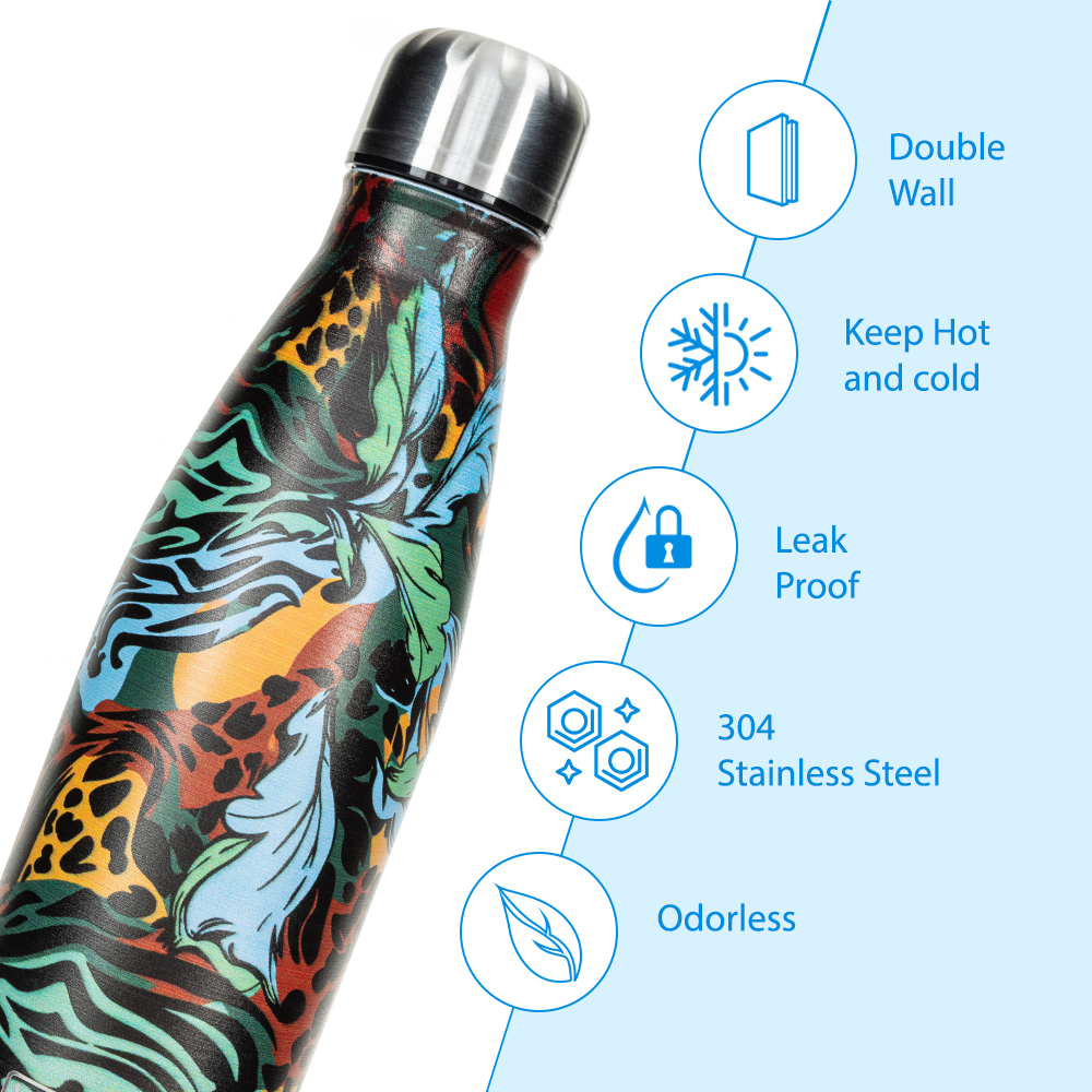 Hydrobrew - Double wall Stainless Steel Water Bottle 500ML  - Wild Tropic