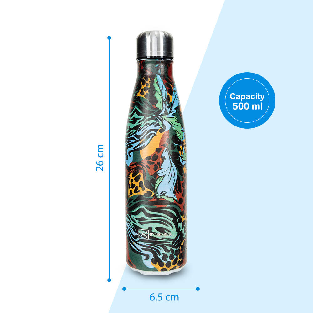 Hydrobrew – Double wall Stainless Steel Water Bottle 500ML  – Wild Tropic