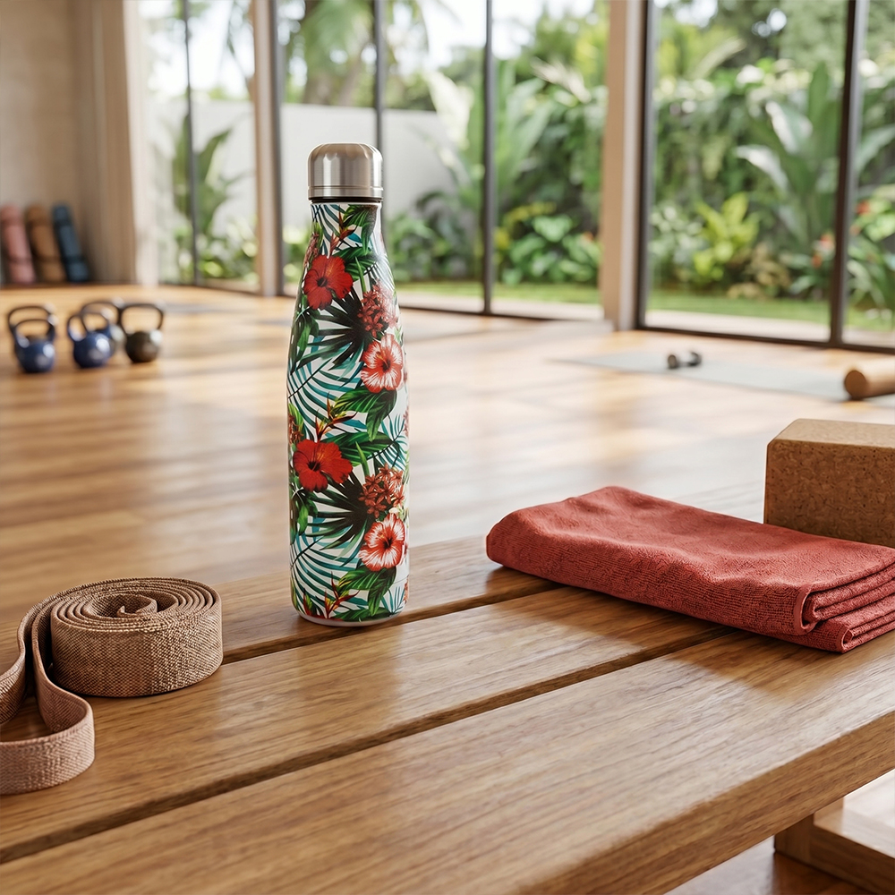 Hydrobrew - Double wall Stainless Steel Water Bottle 500ML  - Tropical Hibiscus
