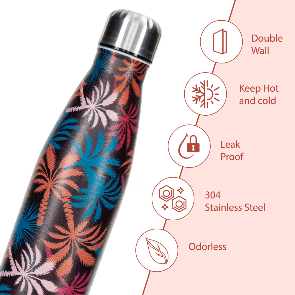 Hydrobrew -  Double wall Stainless Steel Water Bottle 500ML  - Midnight Tropics