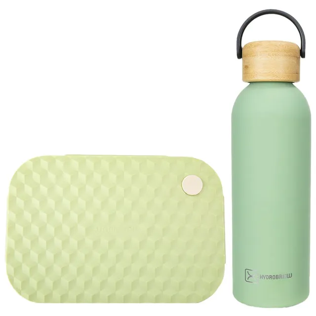 Hydrobrew - 2 Compartment Smart Serve Bento Lunch Box & Stainless Steel Water Bottle - 500 ml