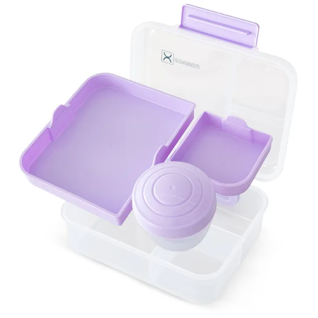 Hydrobrew – 5 Compartment Bento Lunch Box & Stainless Steel Water Bottle – Purple – 500 ml