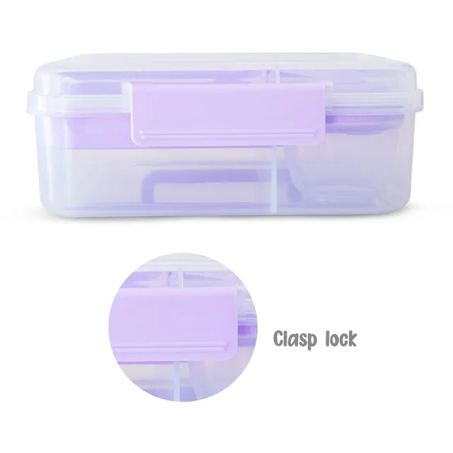 Hydrobrew – 5 Compartment Bento Lunch Box & Stainless Steel Water Bottle – Purple – 500 ml