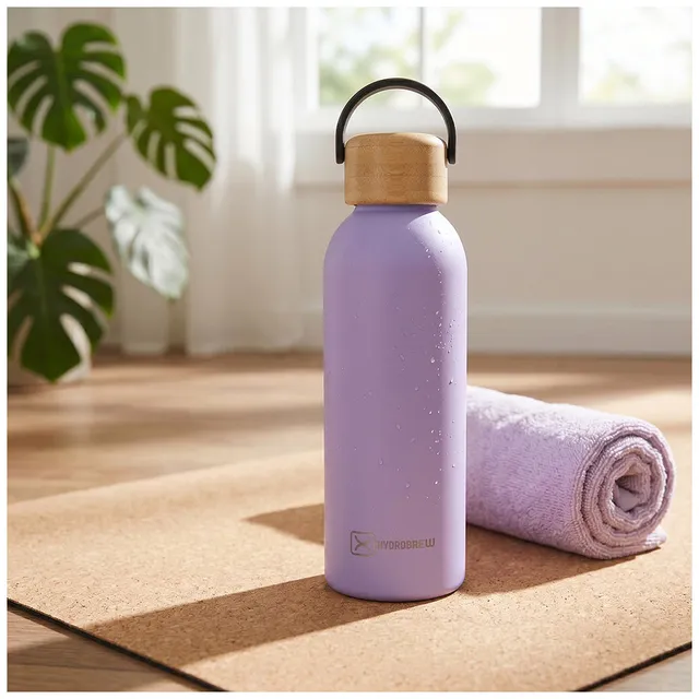 Hydrobrew – 5 Compartment Bento Lunch Box & Stainless Steel Water Bottle – Purple – 500 ml