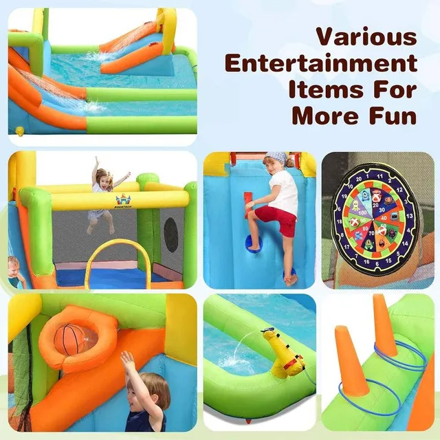 MYTS - Exciting Water Adventure Inflatable Playhouse With Slide And Splash Pool