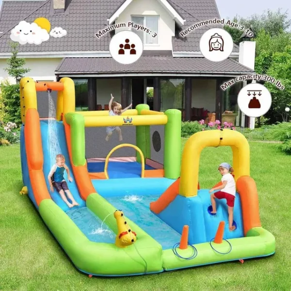 MYTS – Exciting Water Adventure Inflatable Playhouse With Slide And Splash Pool