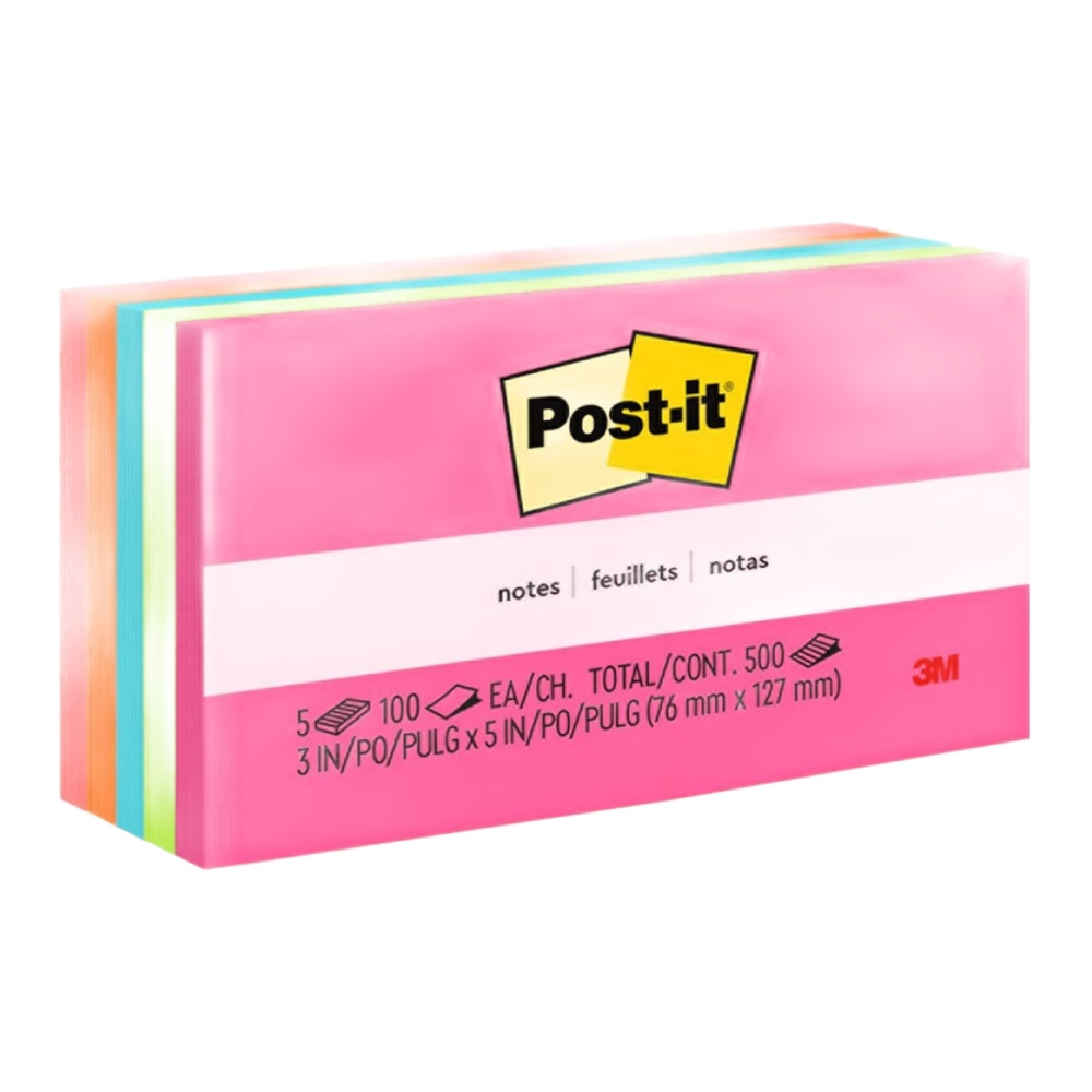 Post-it Notes Neon Colors 3 x 5 in (76 x 127 mm)