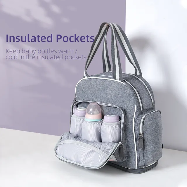 Sunveno – Signature Maternity Diaper Bag w/Stroller Hooks – Grey