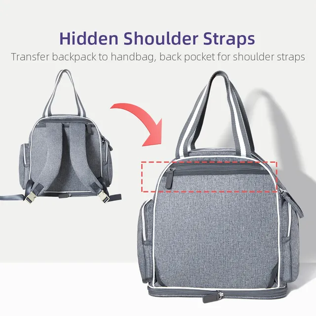 Sunveno – Signature Maternity Diaper Bag w/Stroller Hooks – Grey