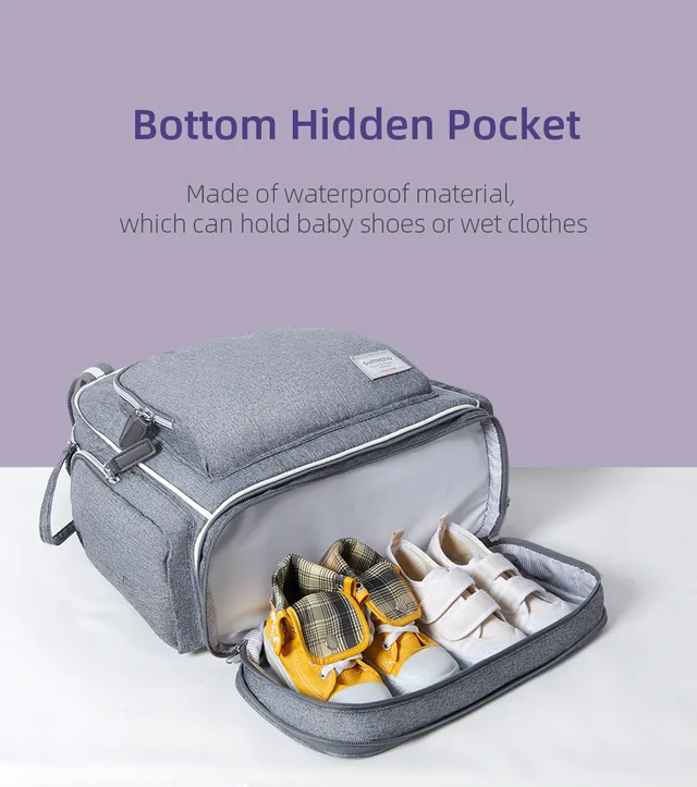 Sunveno – Signature Maternity Diaper Bag w/Stroller Hooks – Grey