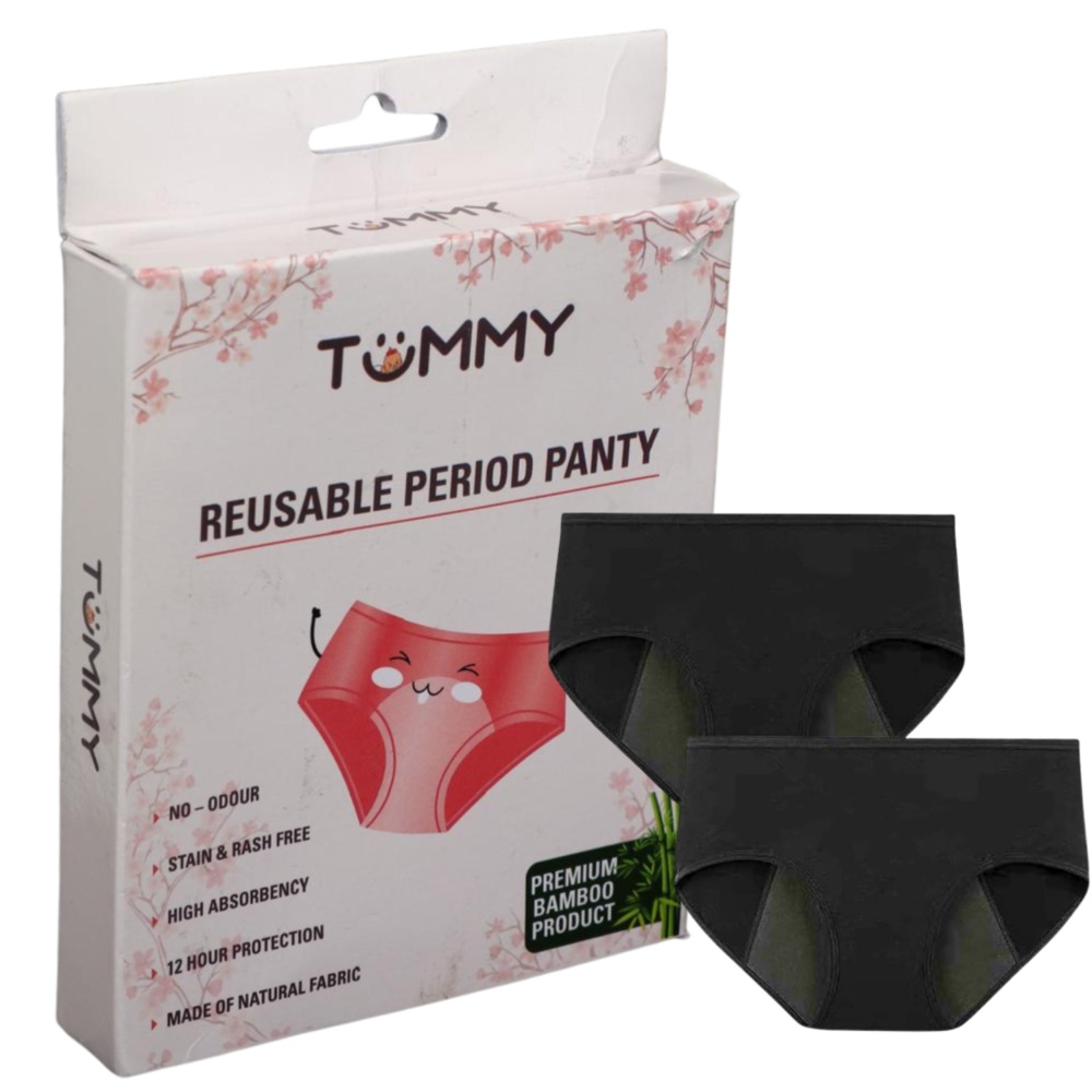 TUMMY - Full Coverage Period Panty - Black - Pack of 2_XL