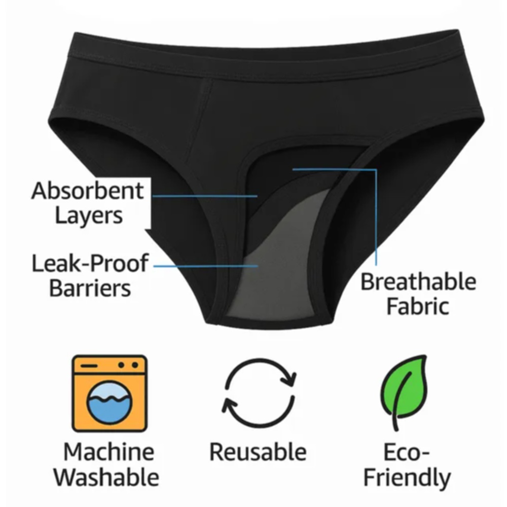 TUMMY - Full Coverage Period Panty - Black - Pack of 3_M