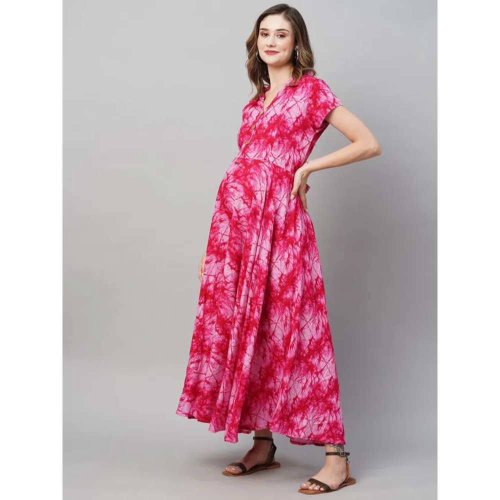 TUMMY – Women’s Rayon Maternity & Nursing Dress – Pink_L