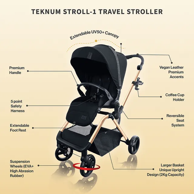 Teknum – Stroll 1 Reversible Travel Stroller – Gold