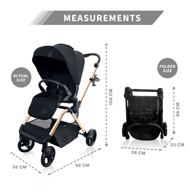 Teknum – Stroll 1 Reversible Travel Stroller – Gold