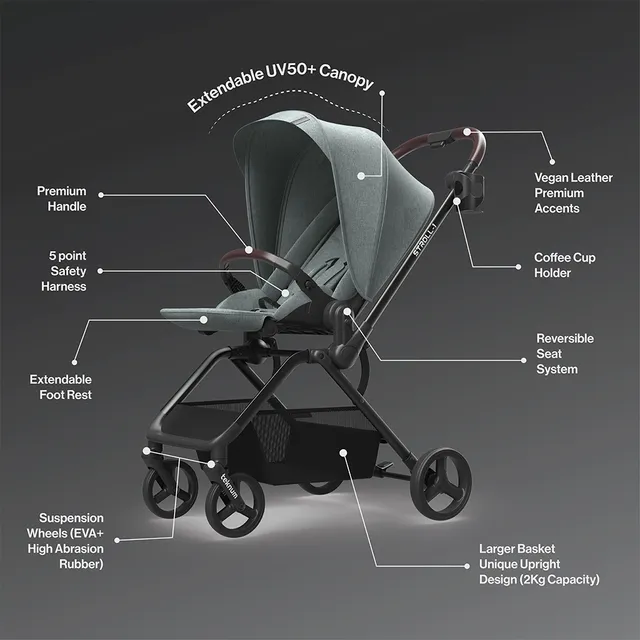 Teknum - Stroll- 1 Reversible Travel Stroller - Olive Green