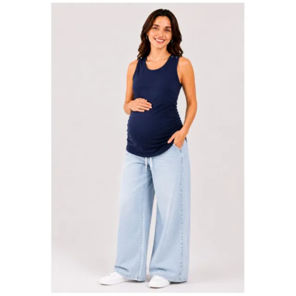 Tummy - 3pc-Set - Maternity Nursing Tank Top - Blue/Black/White_XL