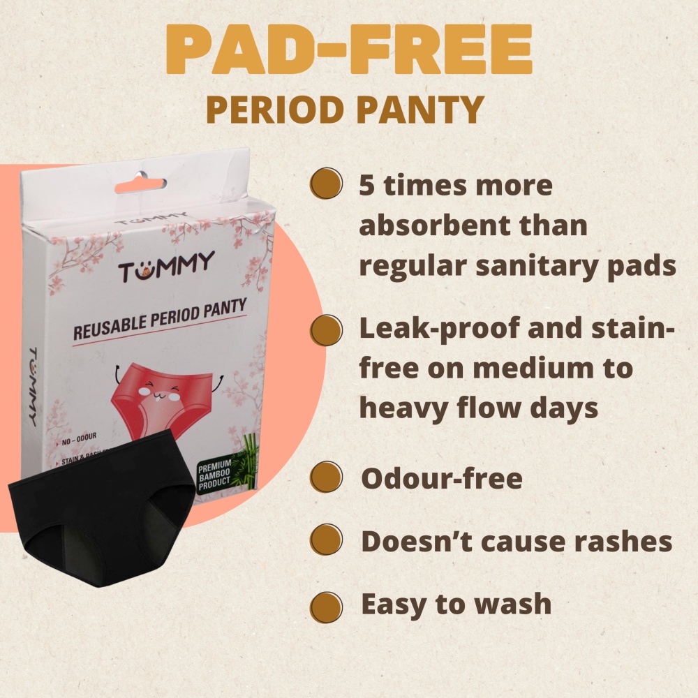 TUMMY – Full Coverage Period Panty – Black – Pack of 3_XXL