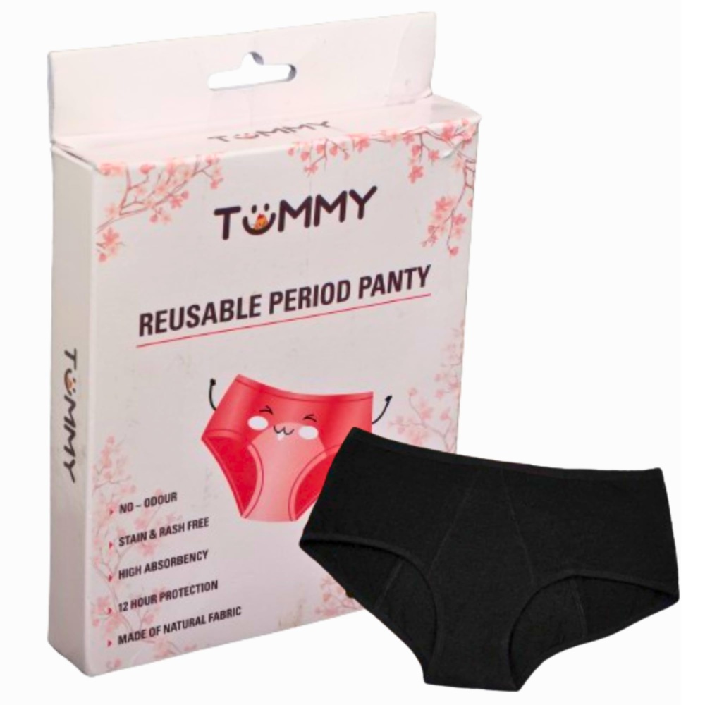Tummy - Bamboo Cotton Reusable Period Panty - 1 Pc - Black_M
