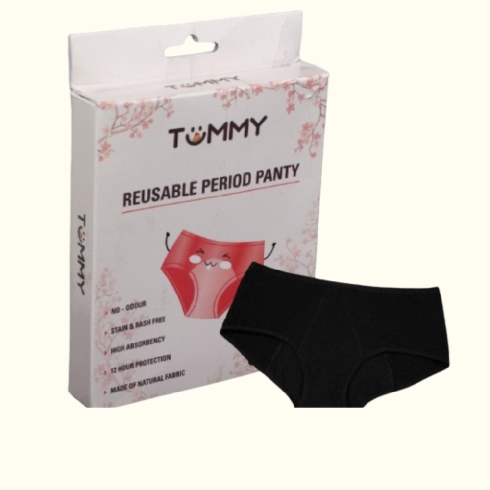 Tummy - Bamboo Cotton Reusable Period Panty - 1 Pc - Black_S