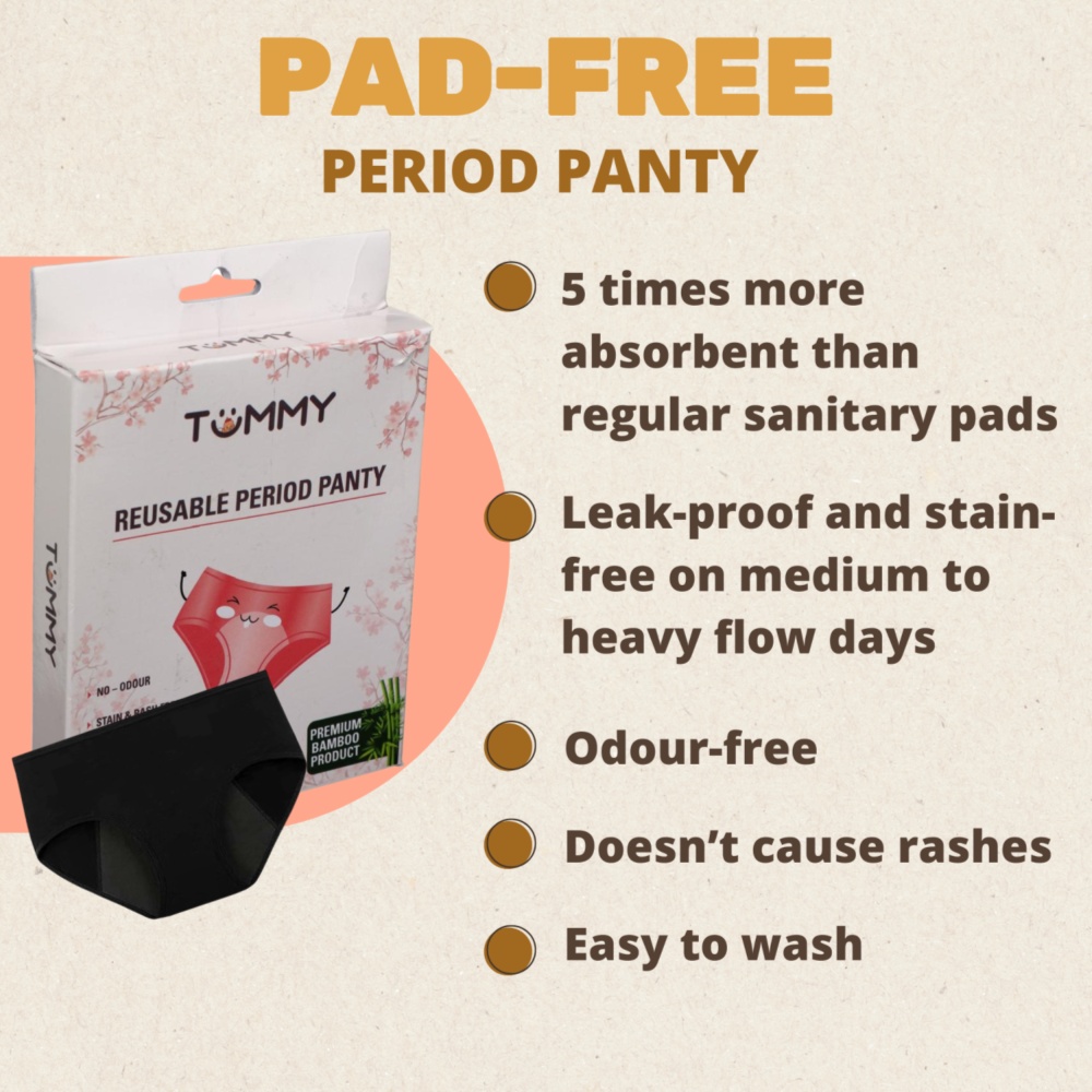 TUMMY – Full Coverage Period Panty – Black – Pack of 2_XXL